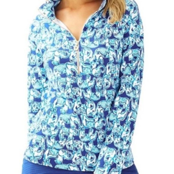 Lilly Pulitzer Skipper Popover 3/4 Zip - Get Trunky Bomber Blue - Size M - Picture 6 of 6